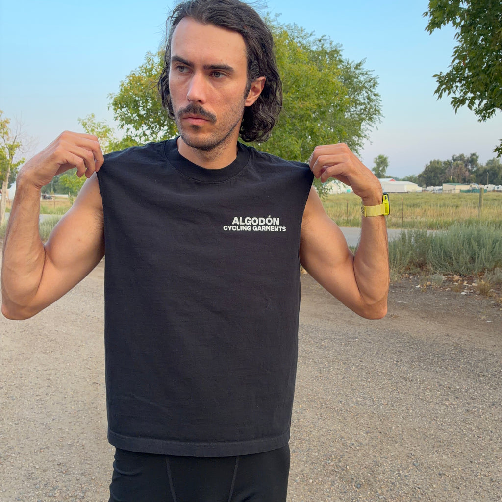 Algodón Cropped Muscle Cycling T-Shirt Jersey - Black