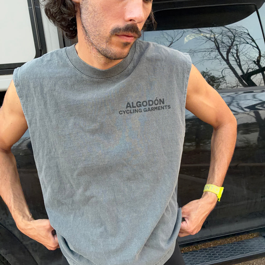 Algodón Cropped Muscle Cycling T-Shirt - Faded Black