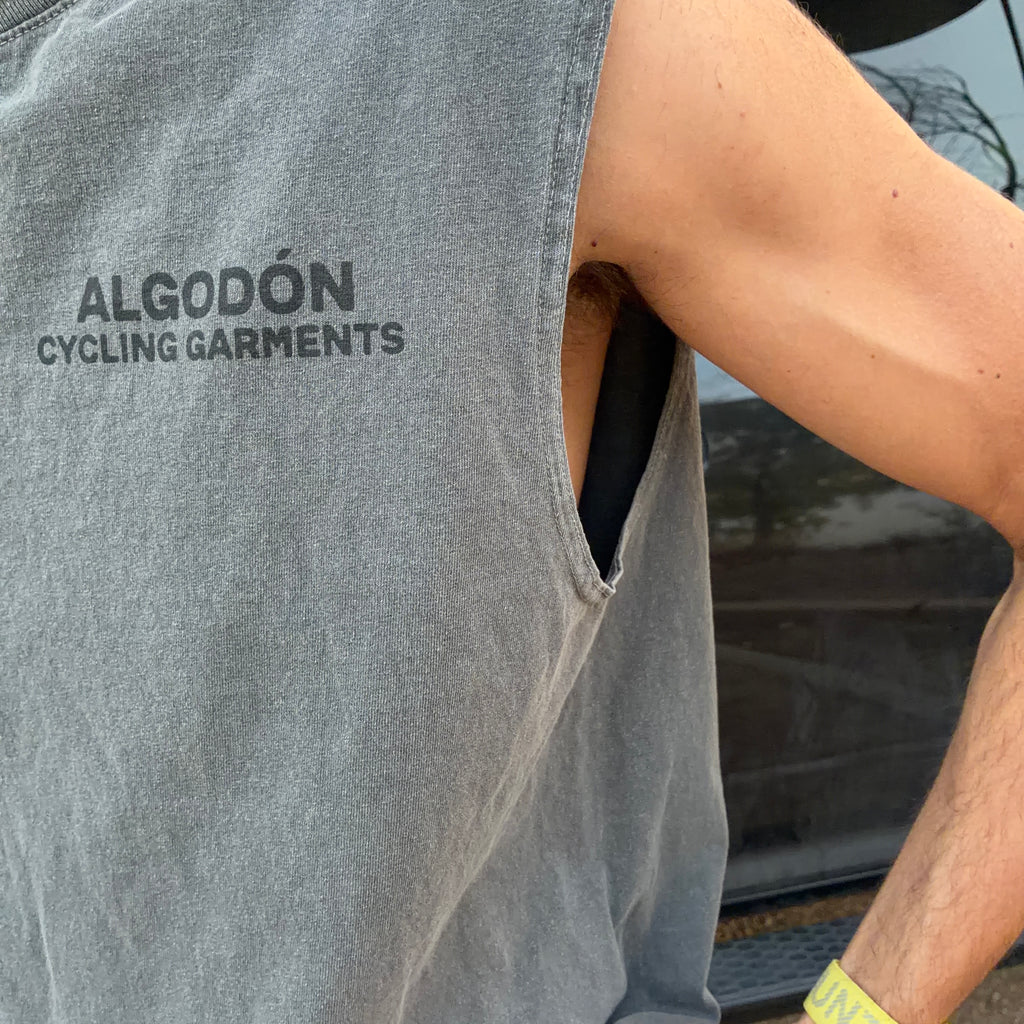 Algodón Cropped Muscle Cycling T-Shirt - Faded Black