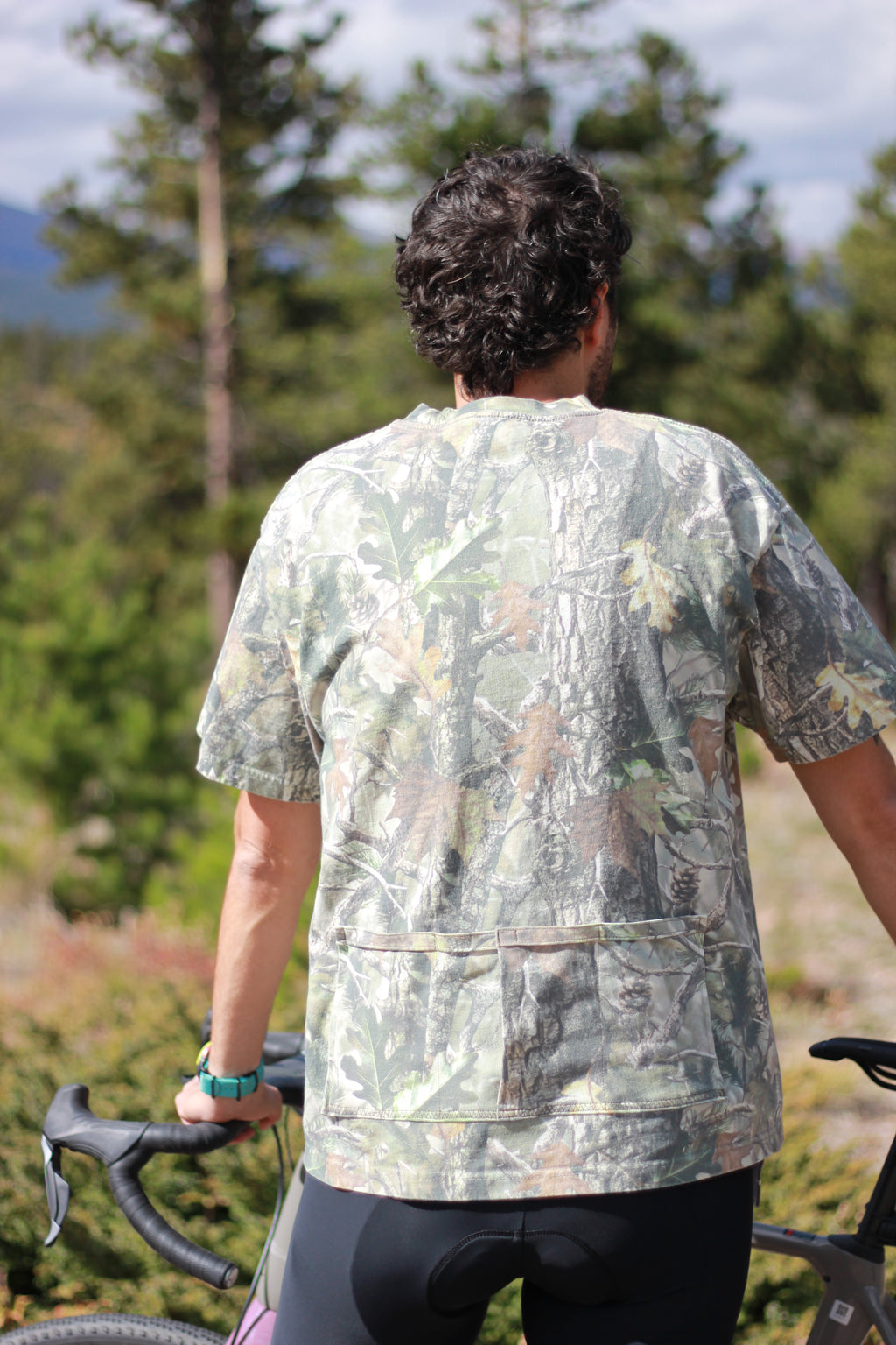 Algodón Graphic T-Shirt Cycling Jersey - Wood Camo