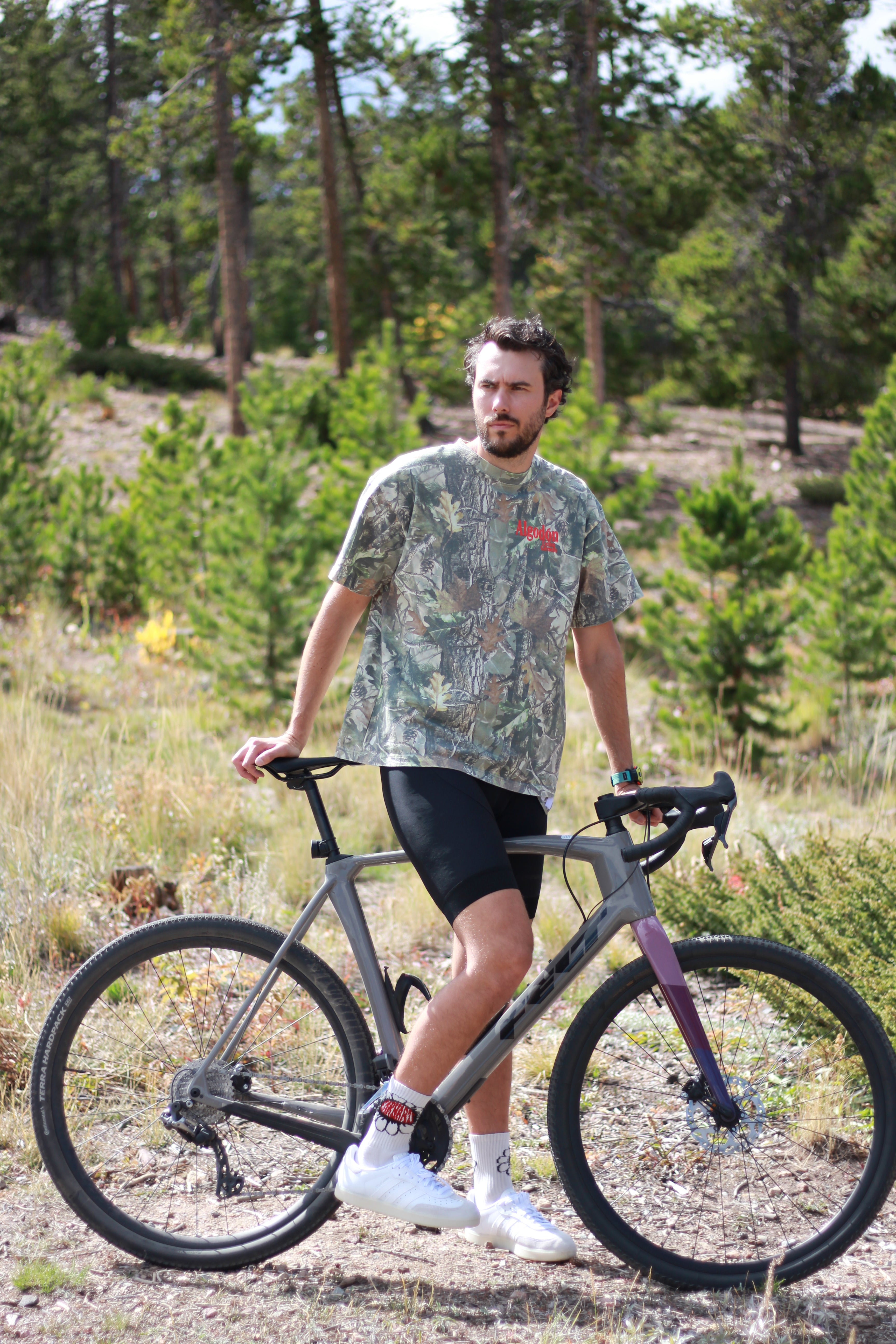 Algodón T-Shirt Cycling Jersey - Wood Camo