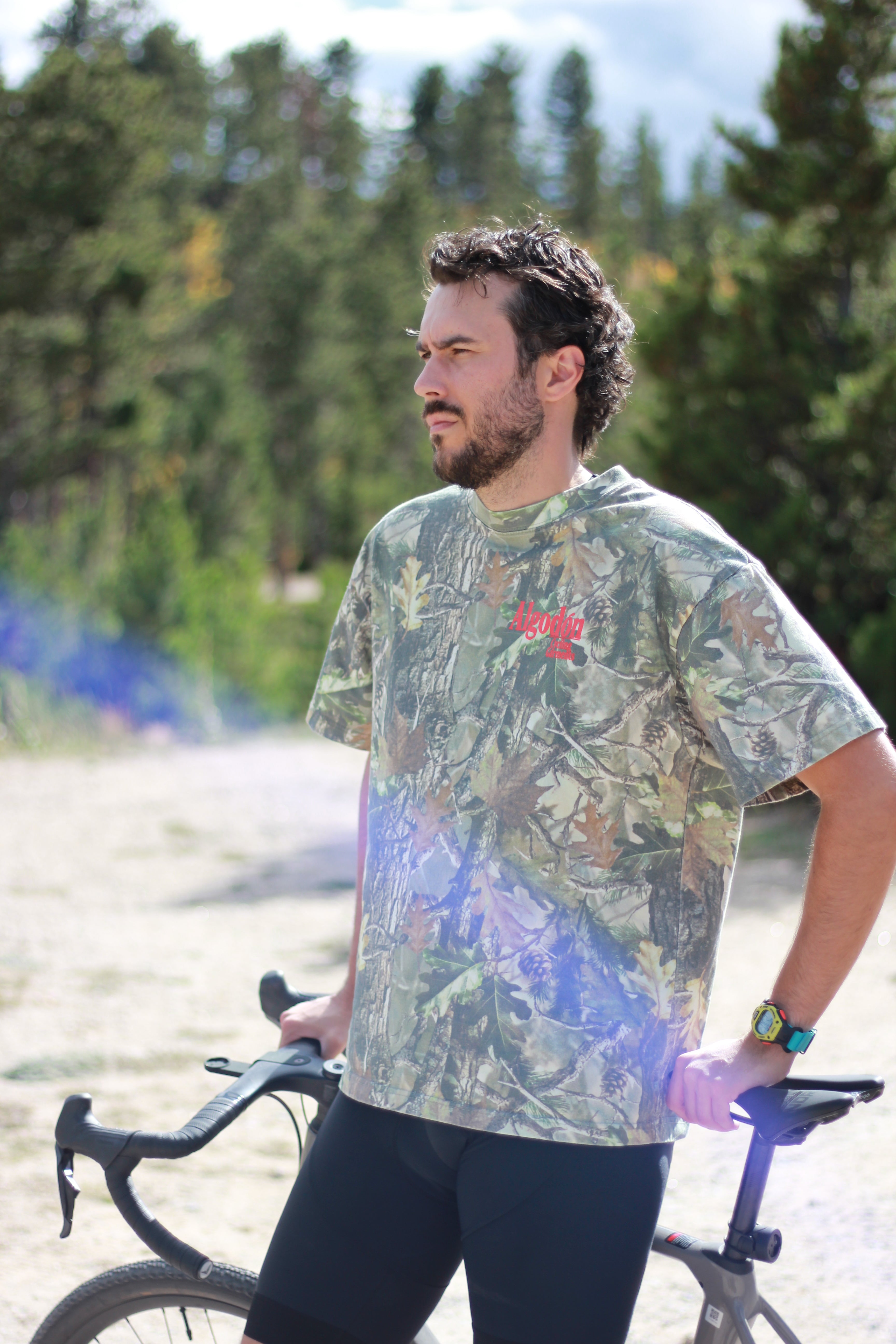Algodón Graphic T-Shirt Cycling Jersey - Wood Camo