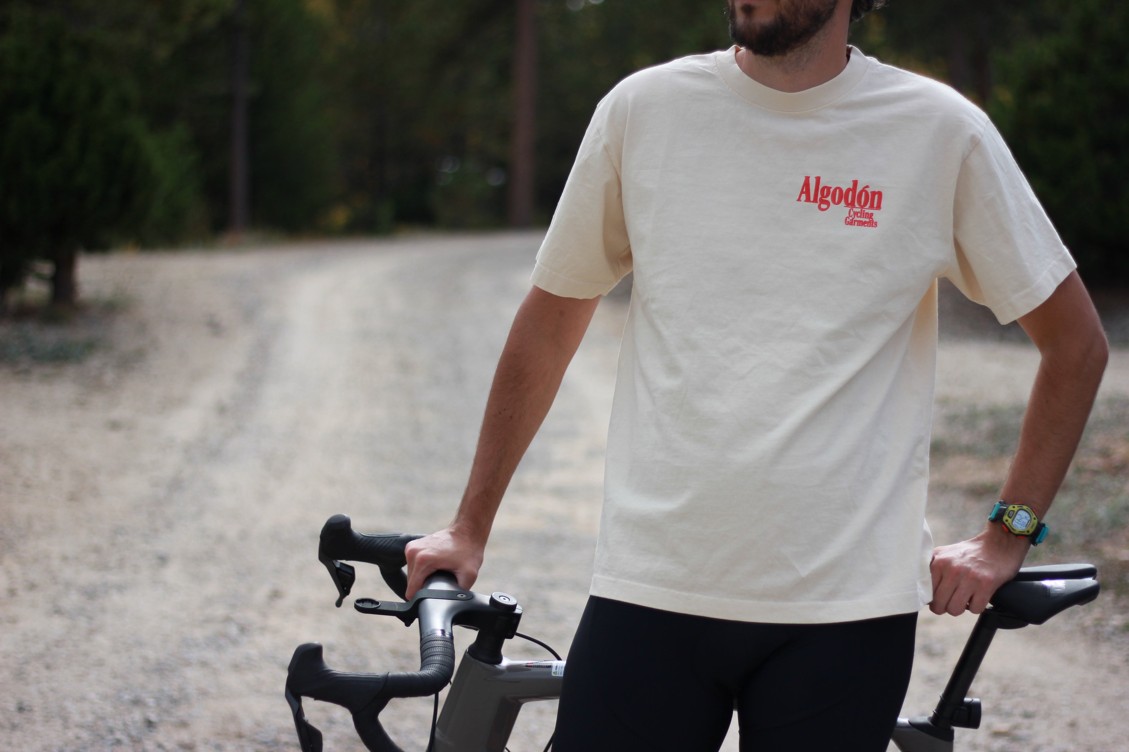 Algodón T-Shirt Cycling Jersey - Off White