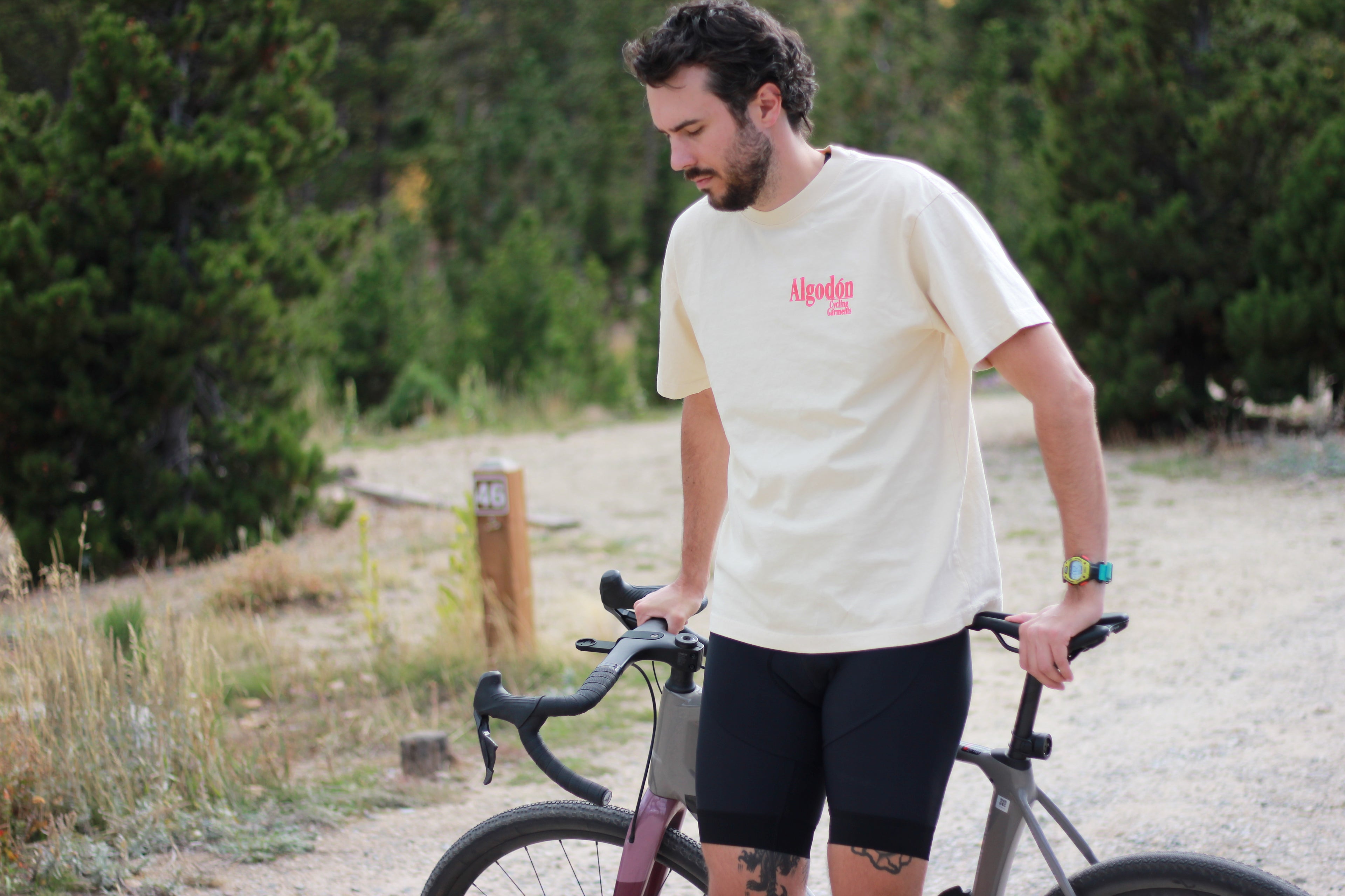 Algodón Graphic T-Shirt Cycling Jersey - Off White